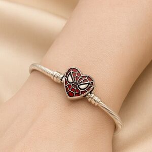 Pandora Style Silver Bracelet with Red Heart Charm